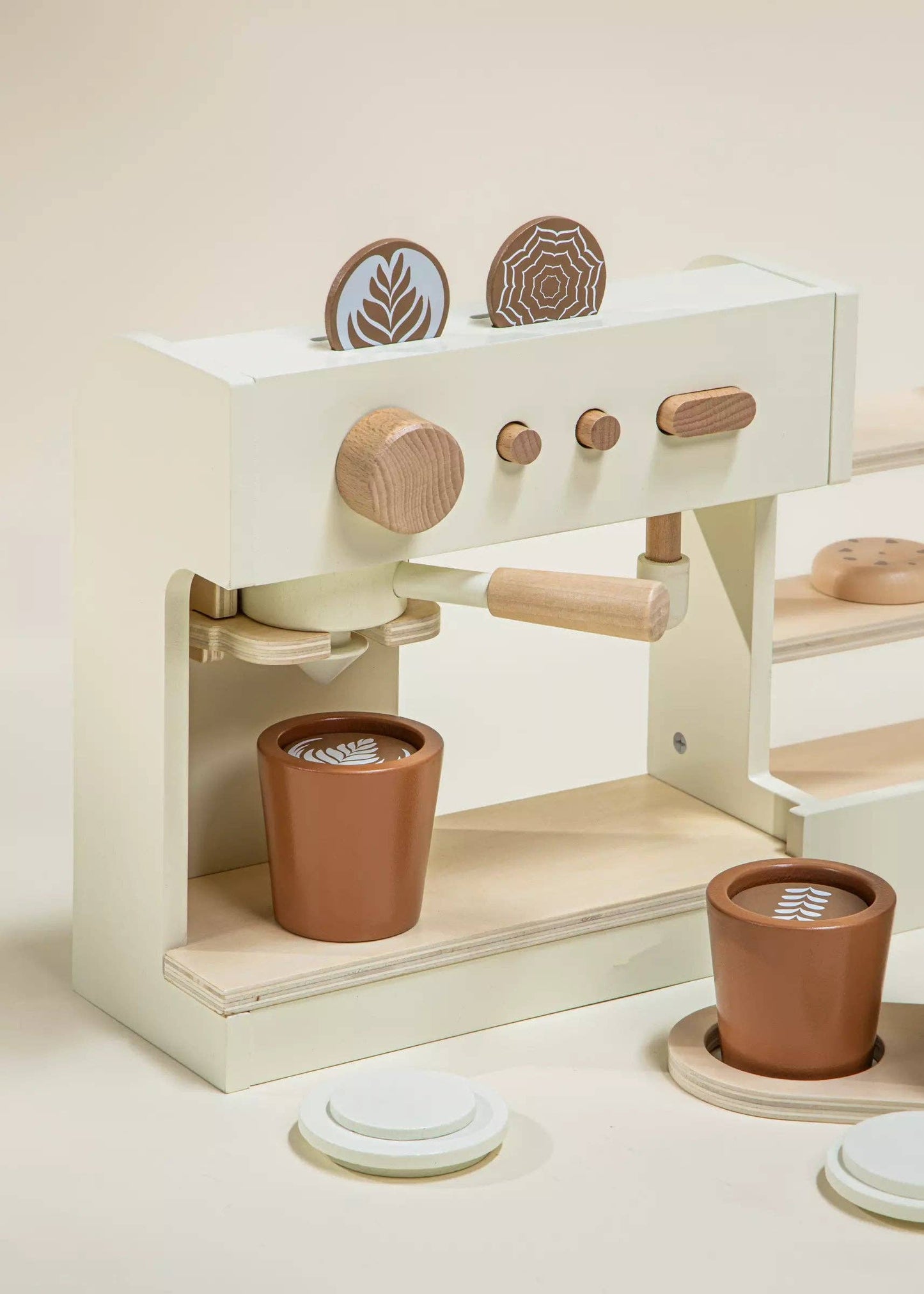 Side profile of Wooden Coffee Shop showing interactive play elements and wooden structure