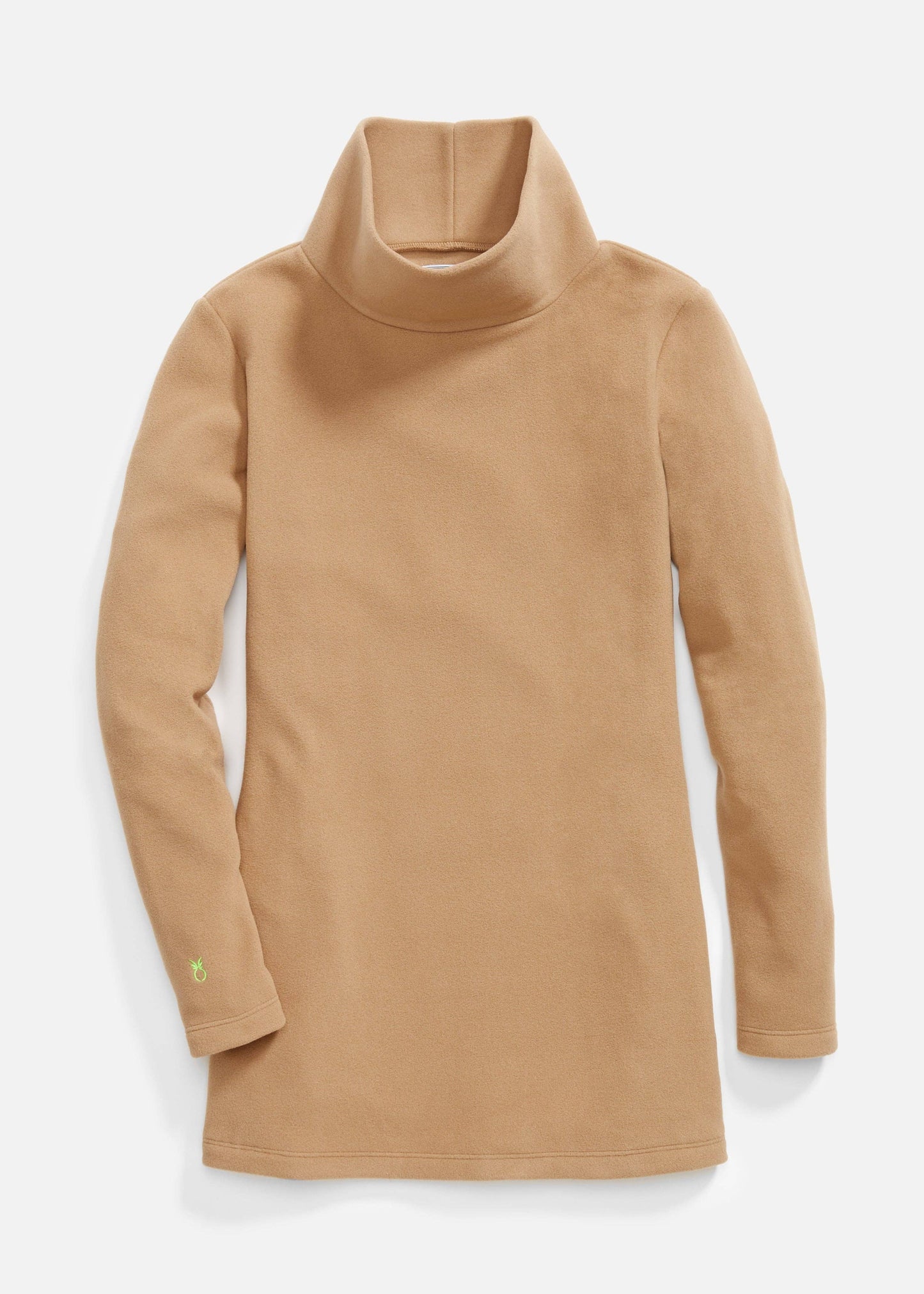 Cobble Hill Turtleneck – Camel Vello Fleece with Tunic Length & Pockets