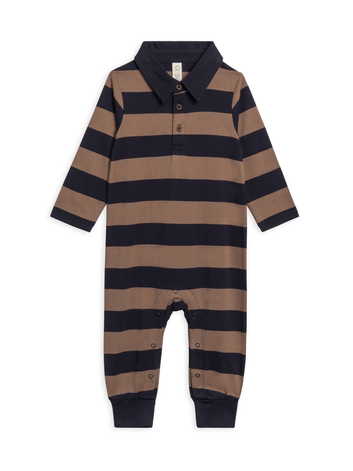 Fritz Single Jersey Long Sleeve Collar Romper – Organic Cotton Baby Polo Romper for Fall
