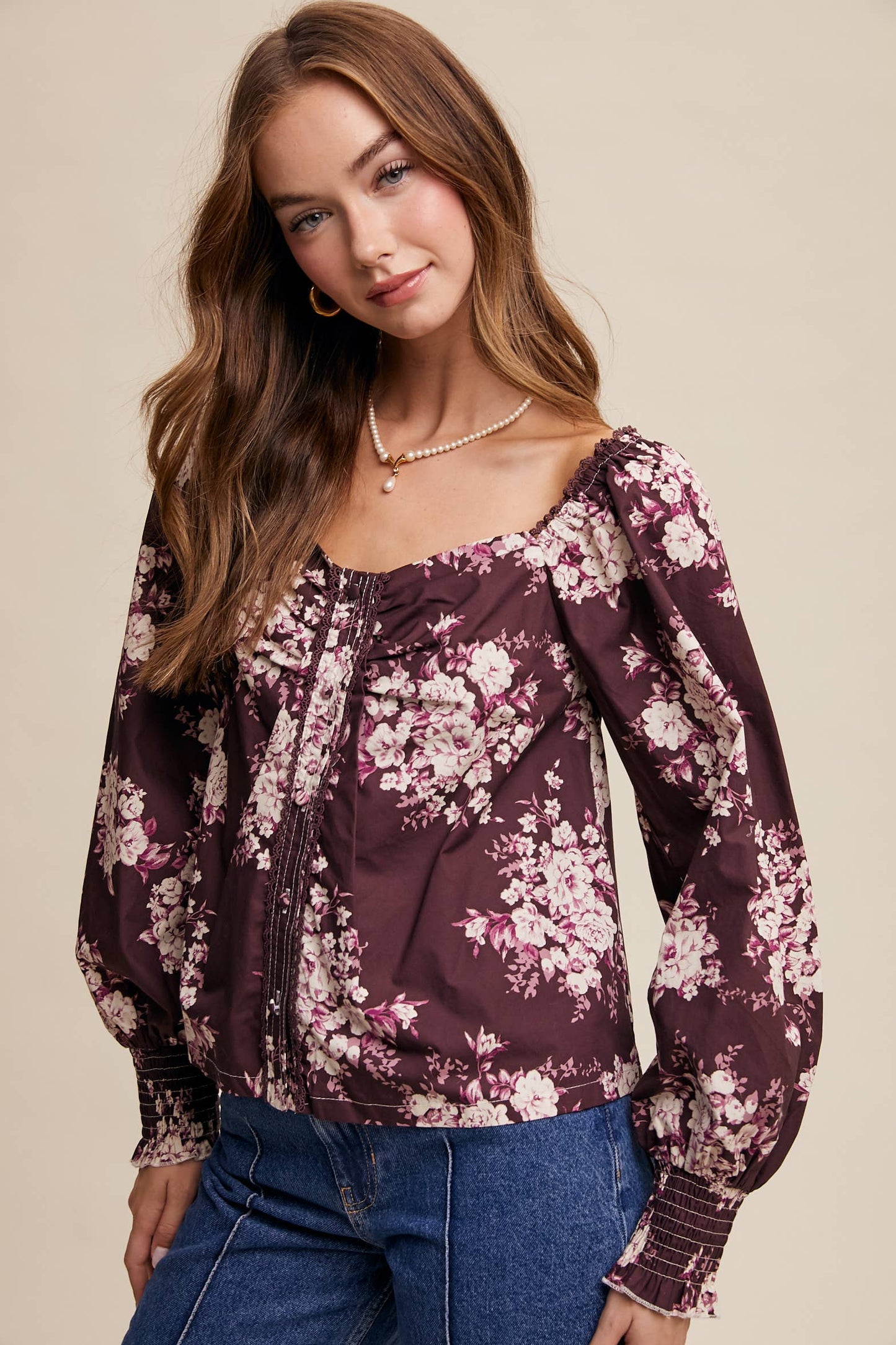 Floral Puff Sleeve Blouse