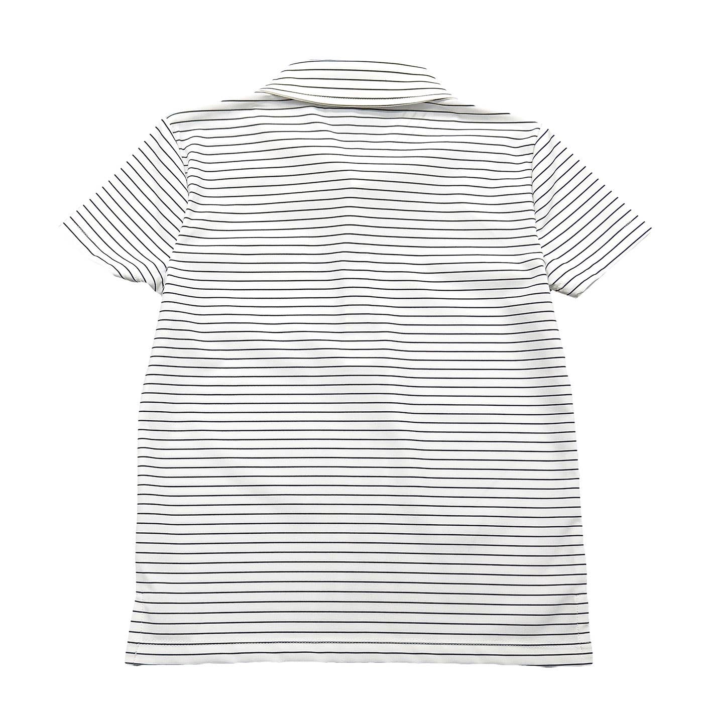 Back view of Boys Marco Performance Polo in black and white stripe