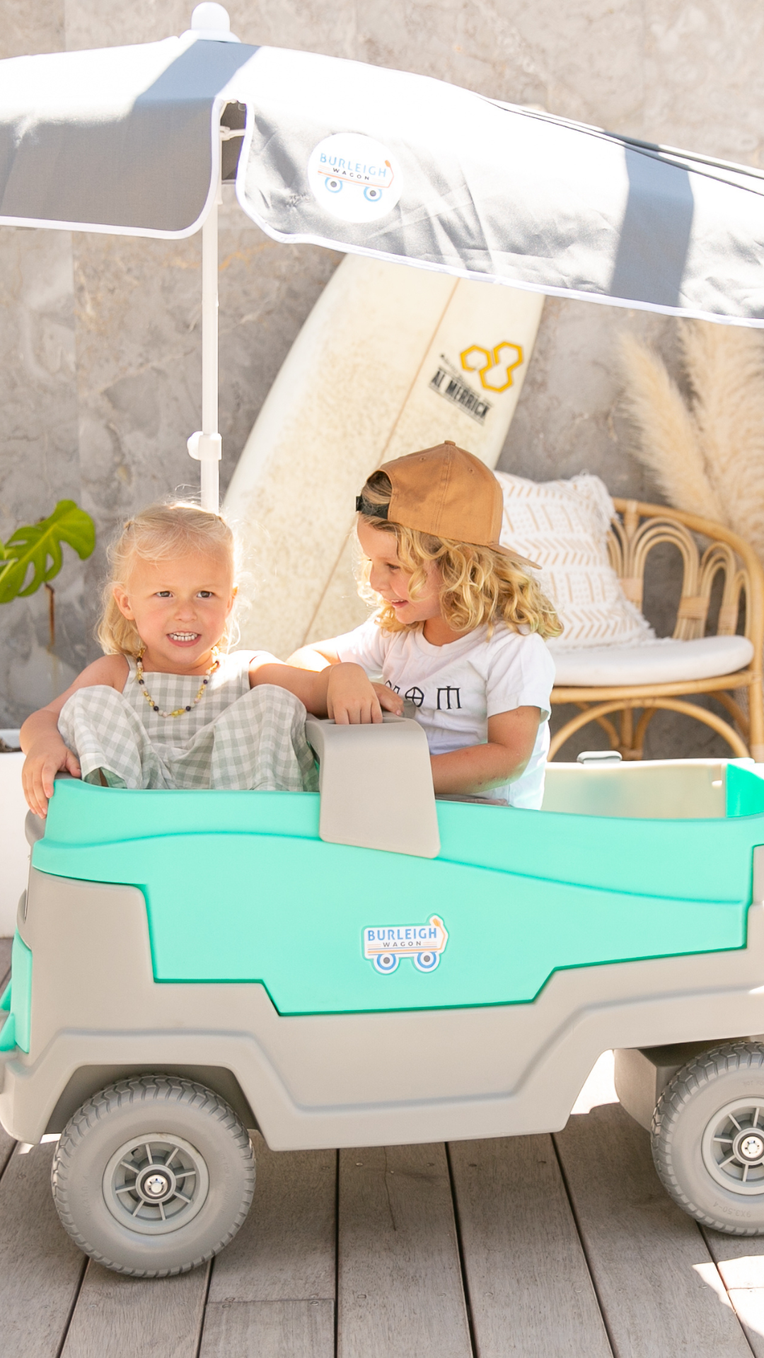 Kids Beach Wagon with Cooler Seafoam Green