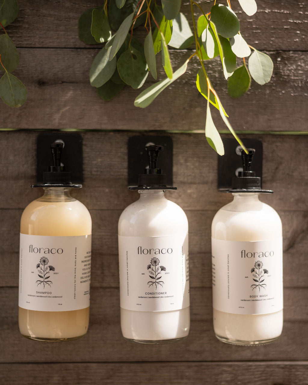 Floraco Body Wash: Cedarwood, Sandalwood, Cardamom -  Refillable Glass