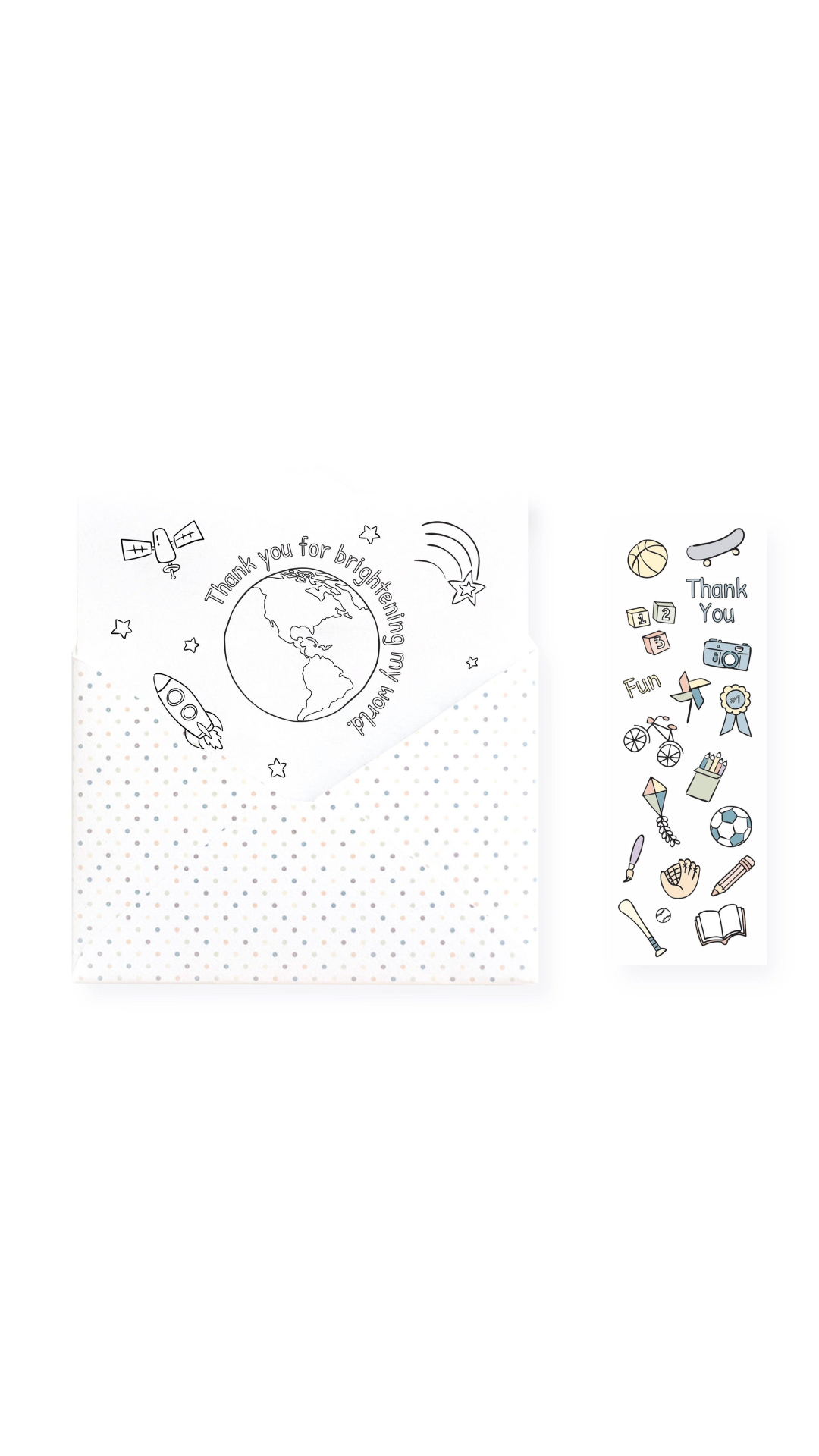 Teacher appreciation card and stickers from the Gratitude Mailing Kit