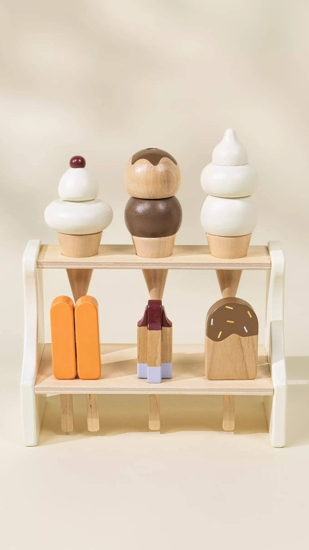 Wooden Ice Cream Stand with Accessories – Pretend Play Dessert Shop fo