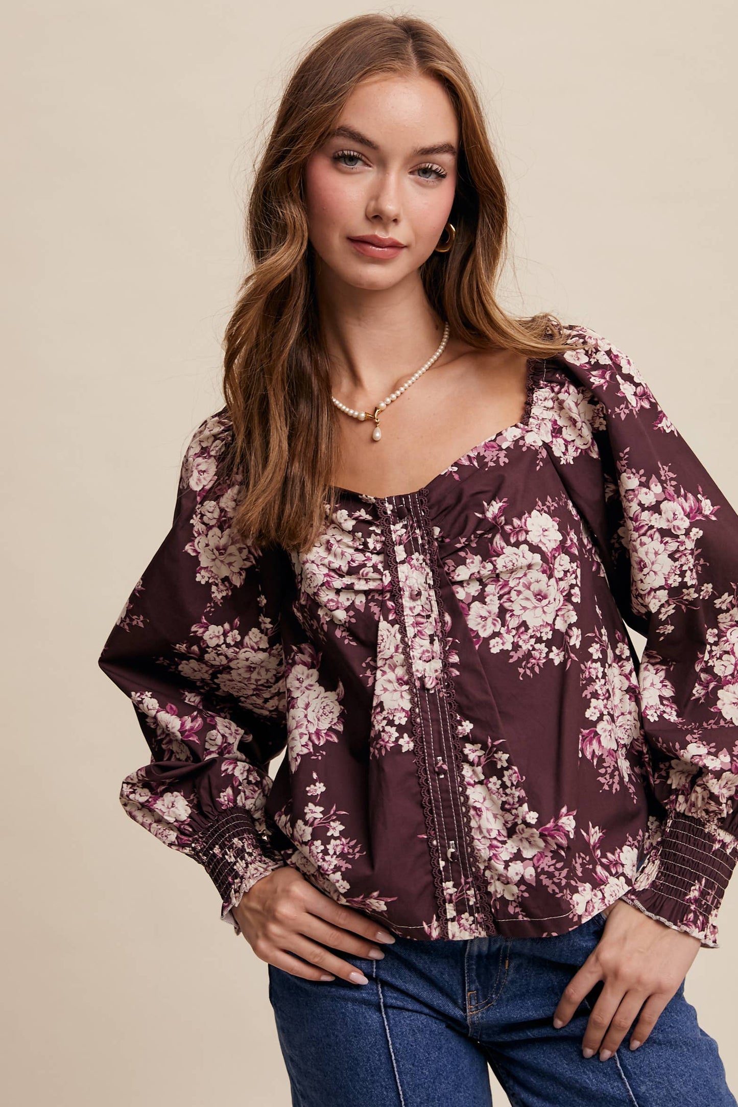 Floral Puff Sleeve Blouse