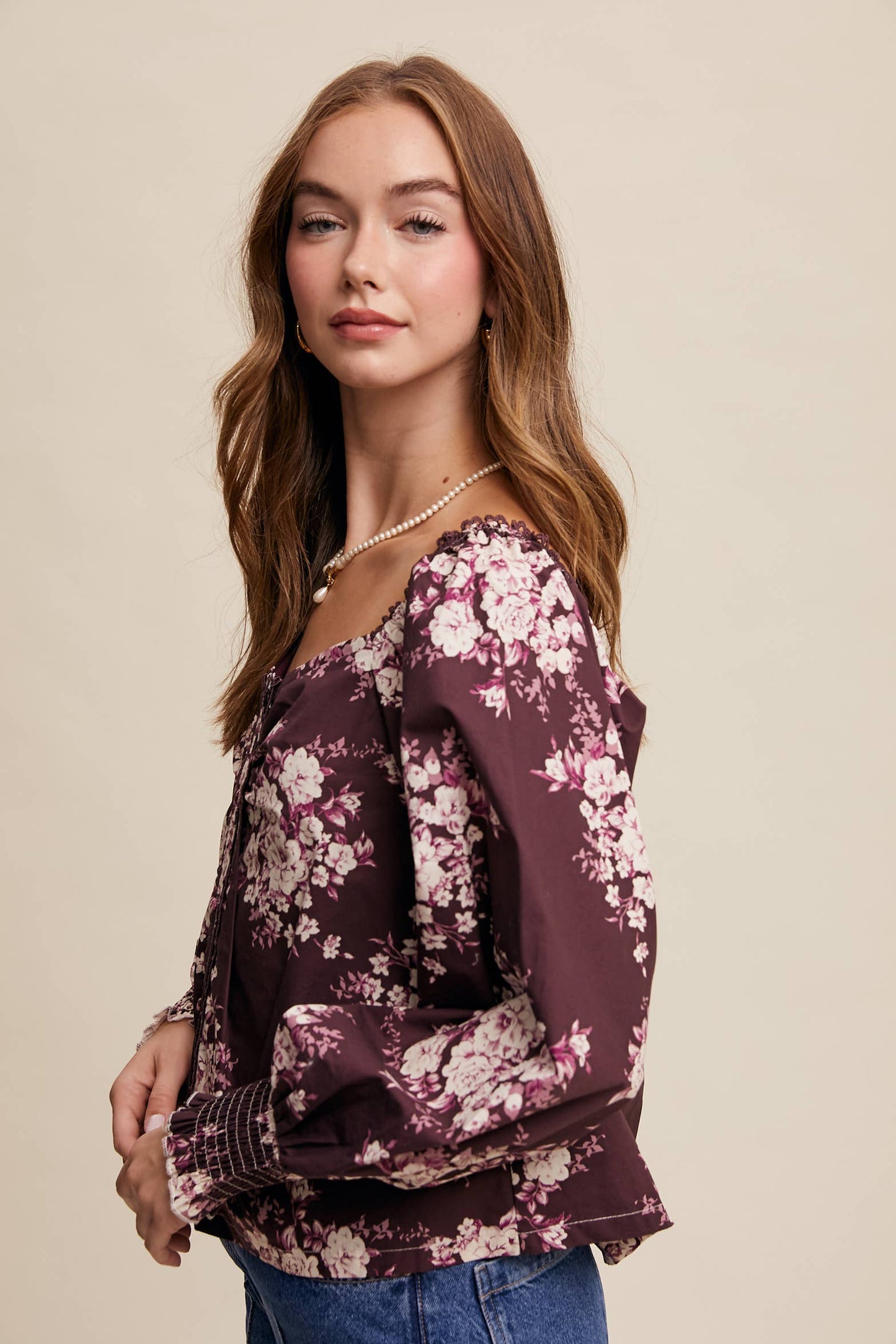 Floral Puff Sleeve Blouse