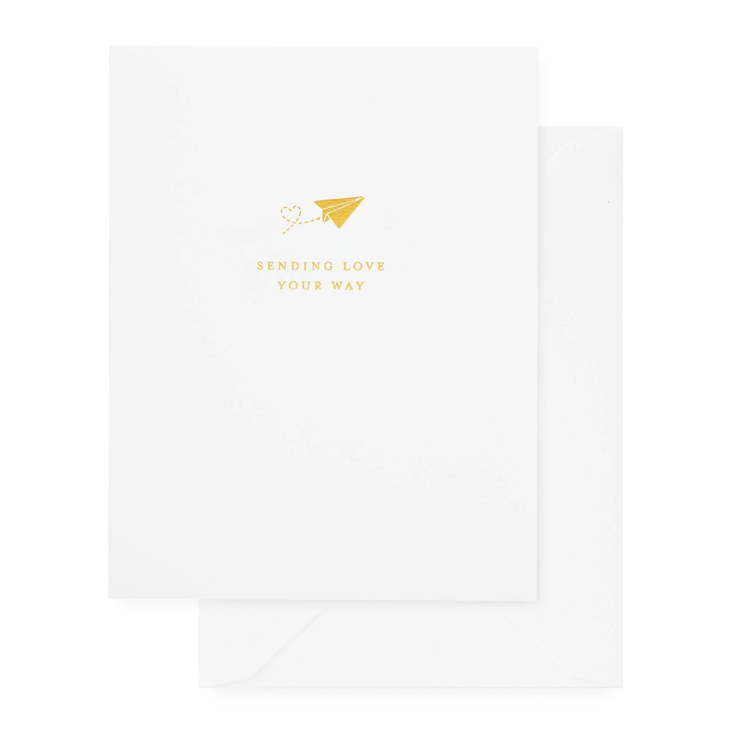 Sending Love Your Way Letterpress Greeting Card – Gold Foil on White with Envelope