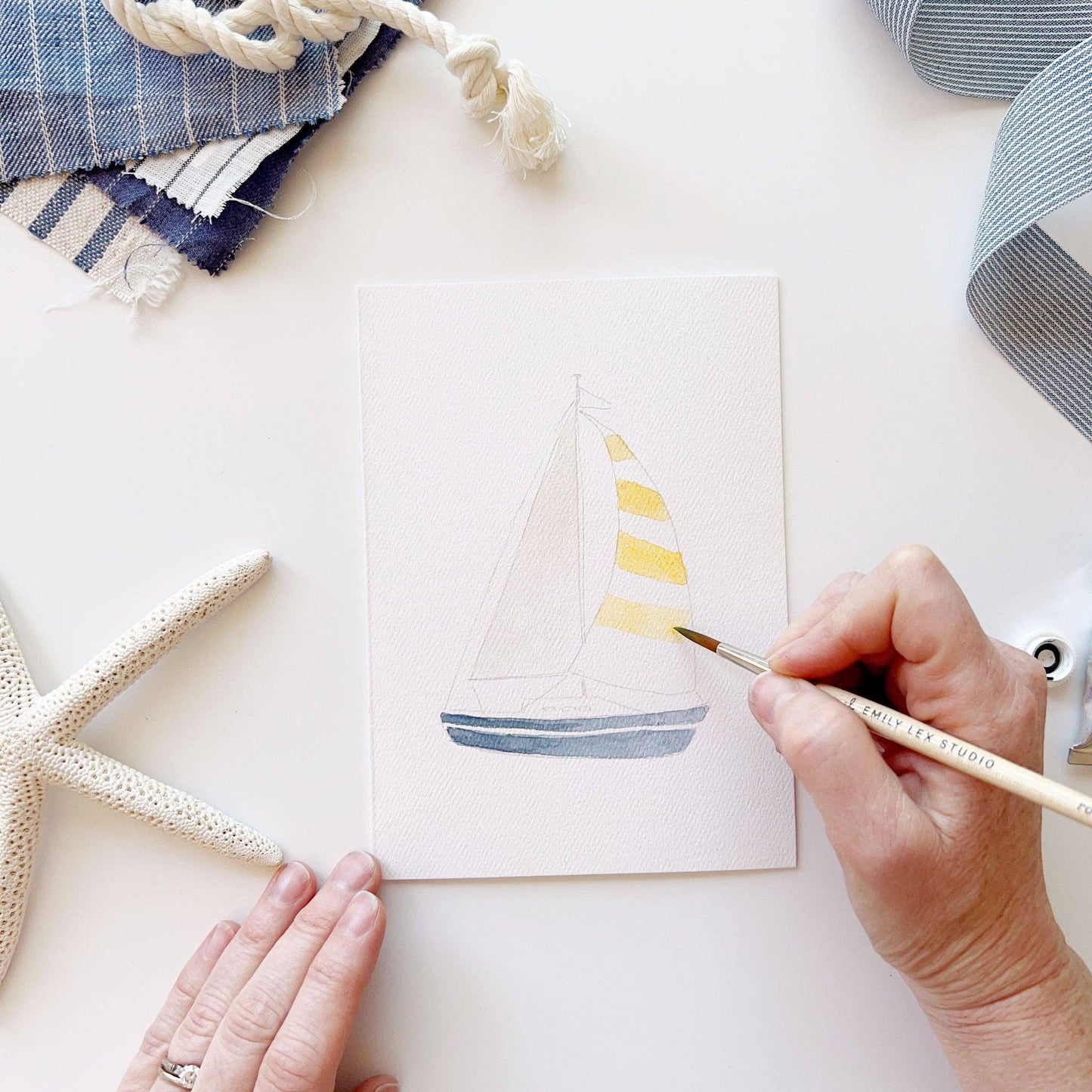 Seaside Paintable Notecards – Watercolor DIY Stationery Set by Emily Lex