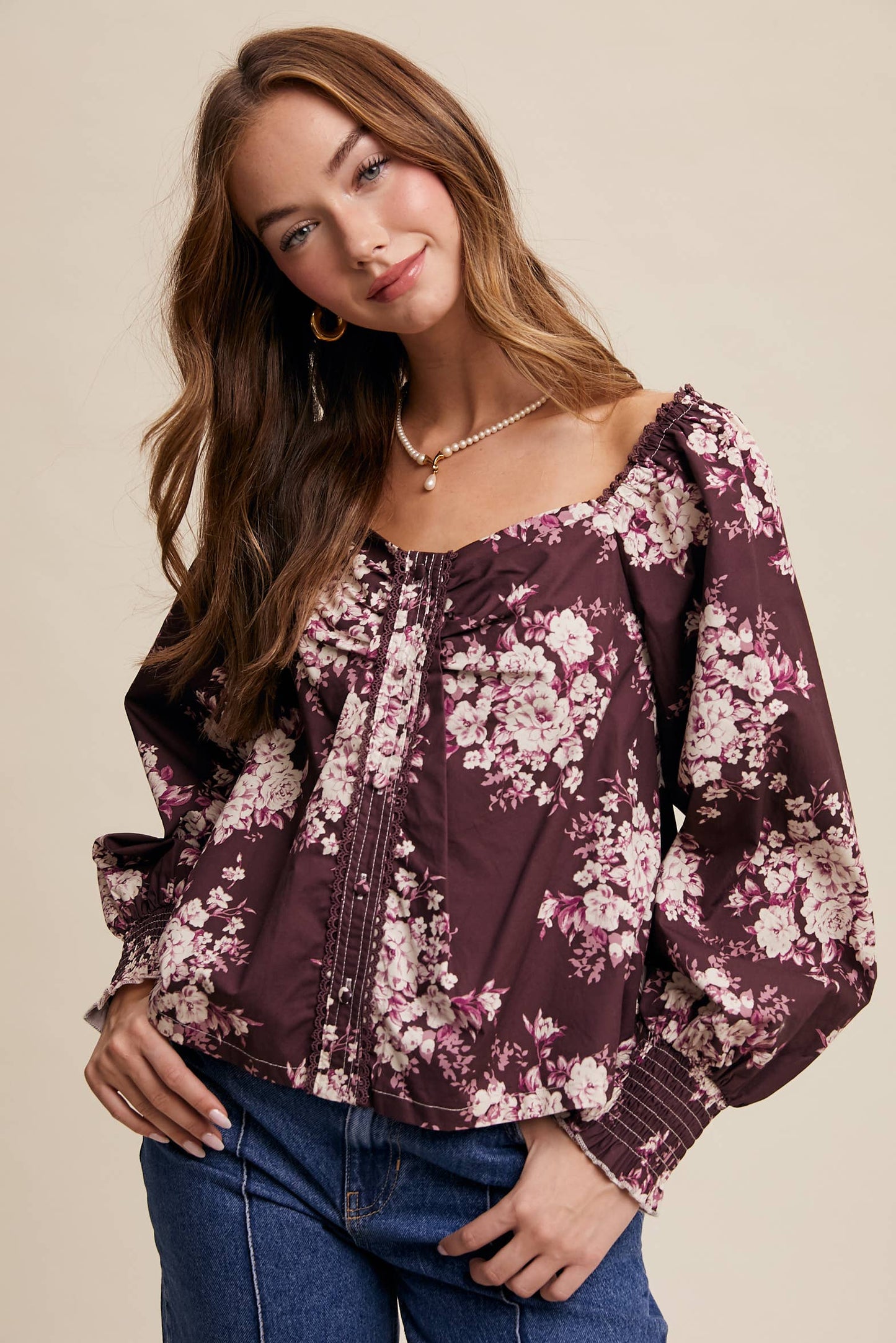 Floral Puff Sleeve Blouse