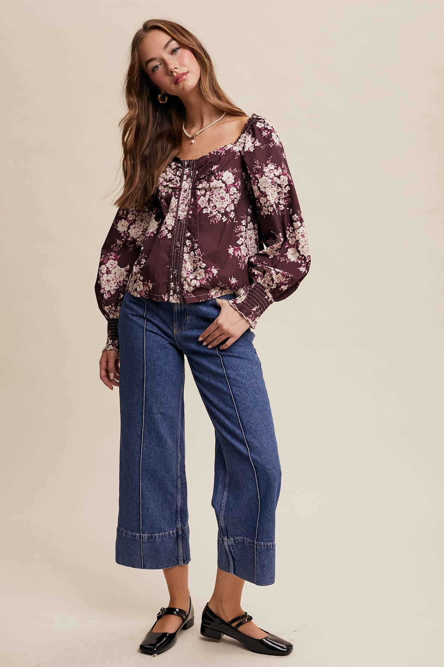 Floral Puff Sleeve Blouse
