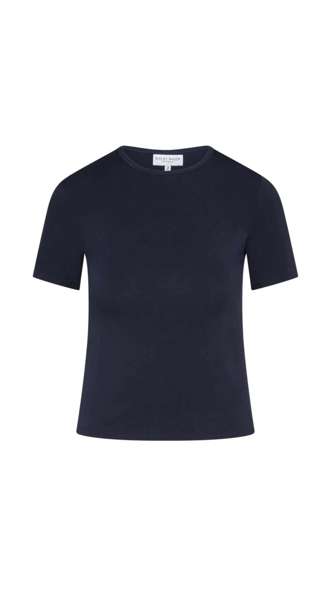 Flat lay of the Ripley Rader Navy Fitted T-Shirt, a classic women’s slim-fit tee crafted from soft, breathable fabric for all-day comfort and effortless style.