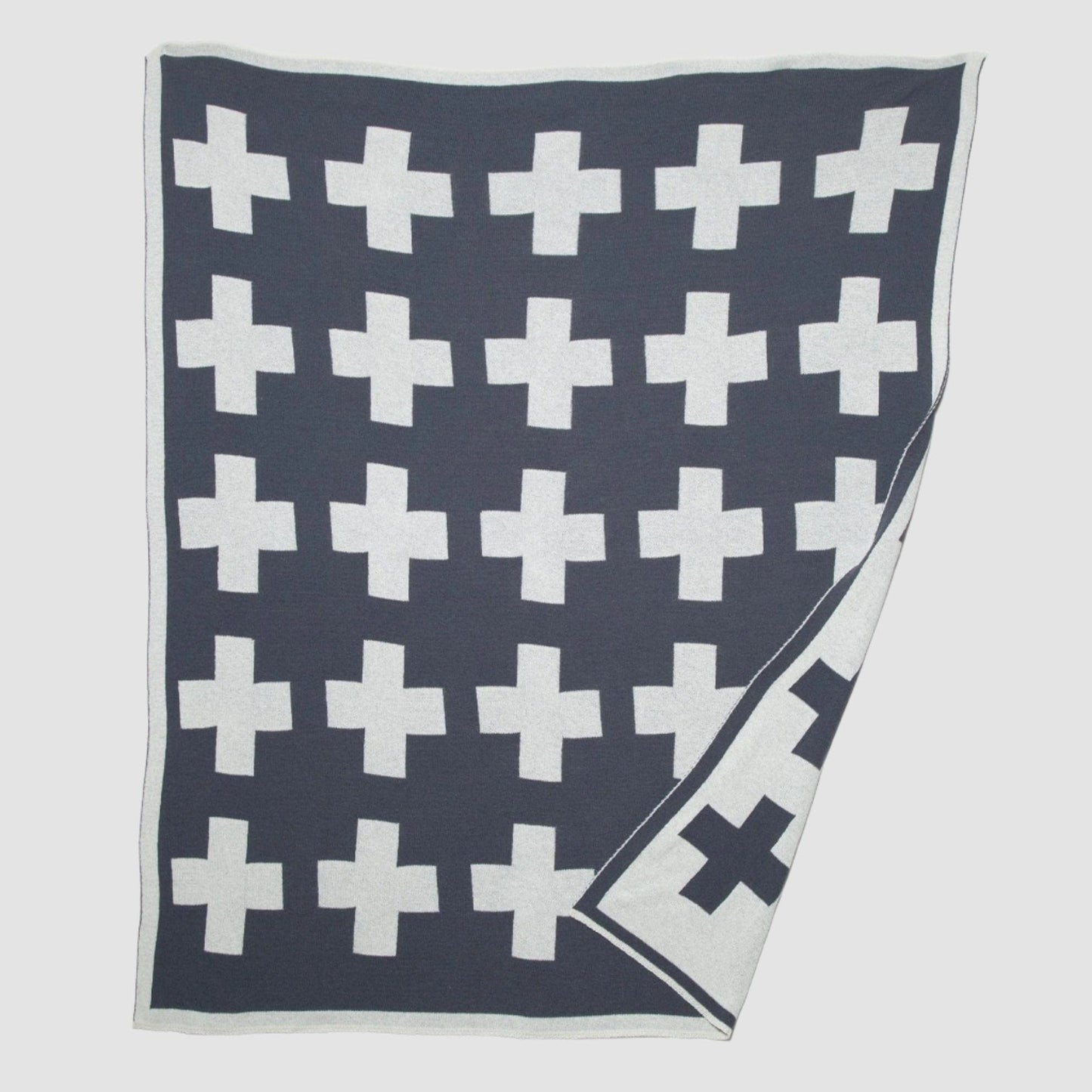 Swiss Cross Reversible Throw Blanket – Eco-Friendly Ski Chalet Inspired Cozy Throw