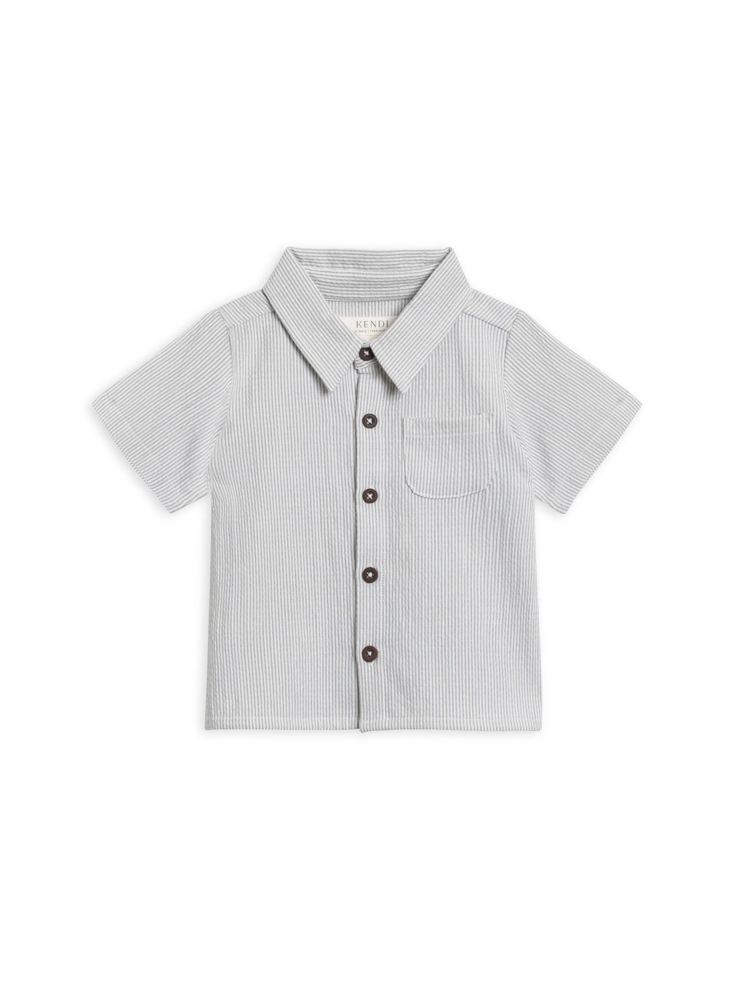 Organic Landon Seersucker Button Down - Shore Stripe / Mist