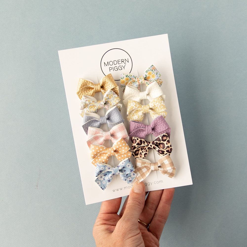
                      
                        Mauve Gingham | Leather Baby Bow
                      
                    