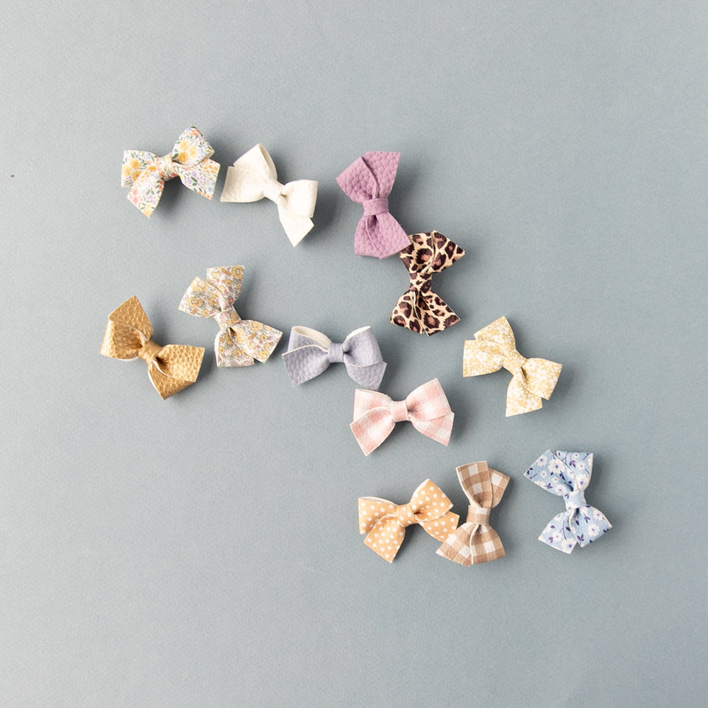 
                      
                        Petal Gingham | Leather Baby Bow
                      
                    