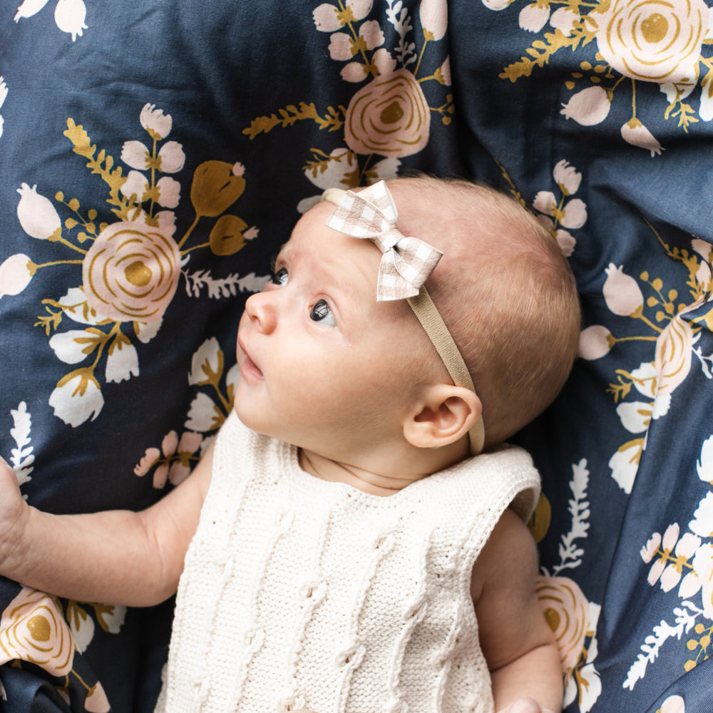 
                      
                        Mauve Gingham | Leather Baby Bow
                      
                    
