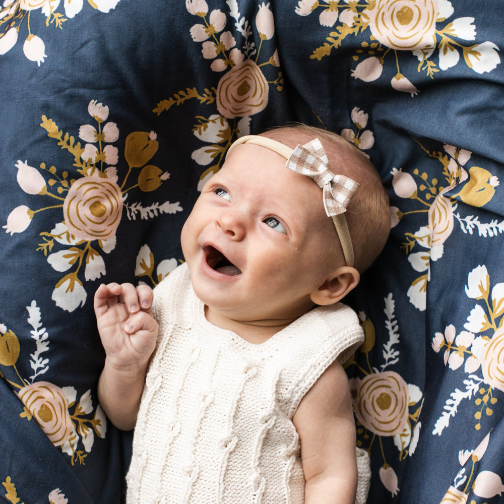 
                      
                        Mauve Gingham | Leather Baby Bow
                      
                    