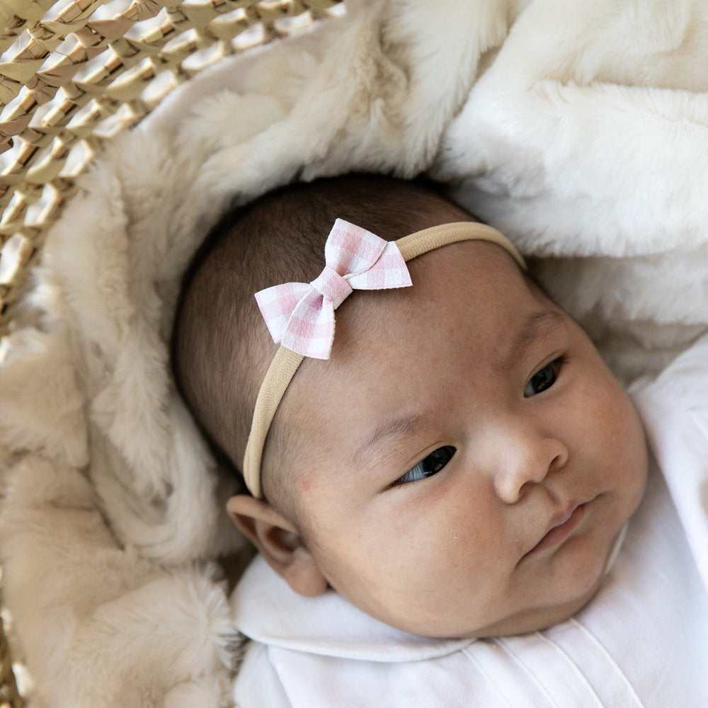 
                      
                        Petal Gingham | Leather Baby Bow
                      
                    