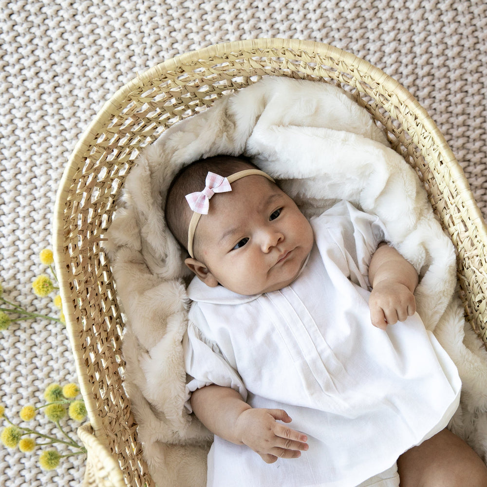 
                      
                        Petal Gingham | Leather Baby Bow
                      
                    