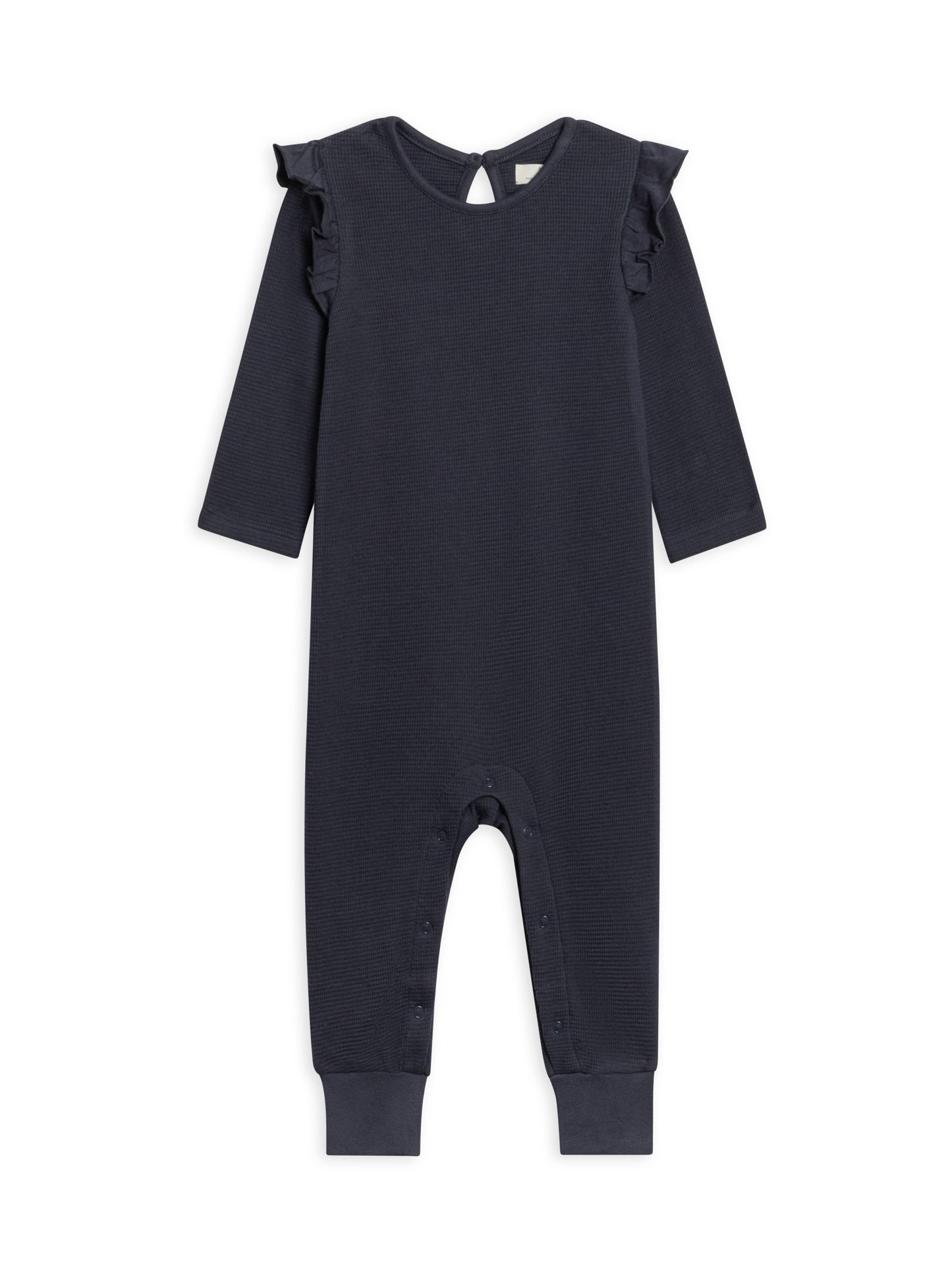 Organic Baby Mila Flutter Sleeve Waffle Romper - Navy