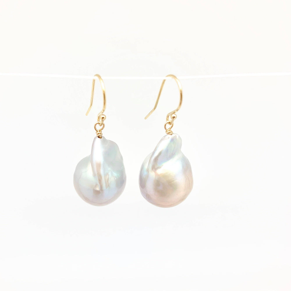 Baroque Pearl Earrings - Gold/Light Grey by in2 Designs