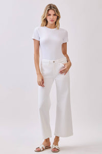 Genoa Slant Pocket White Wash Crop Jean