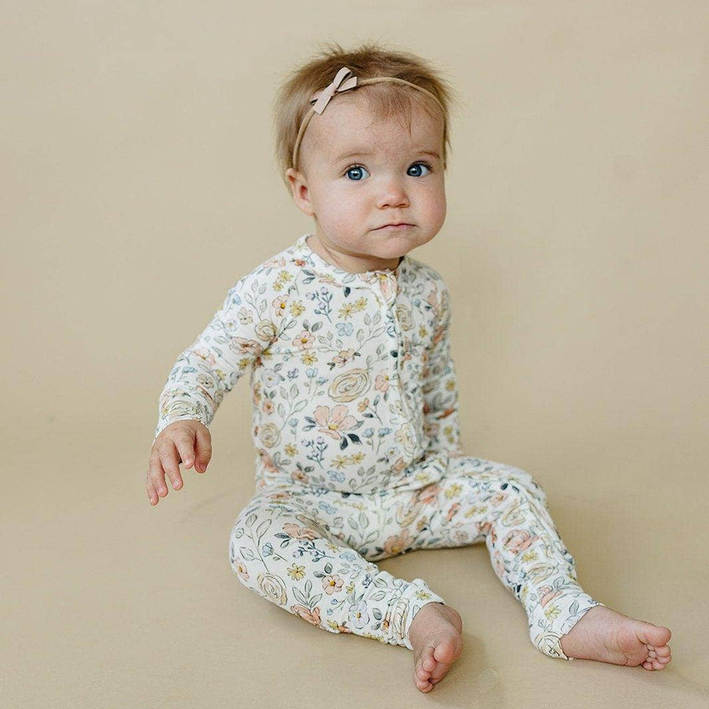 
                      
                        Pastel Petals Modal Zippy Romper Baby Girl Floral Pajamas PJ
                      
                    