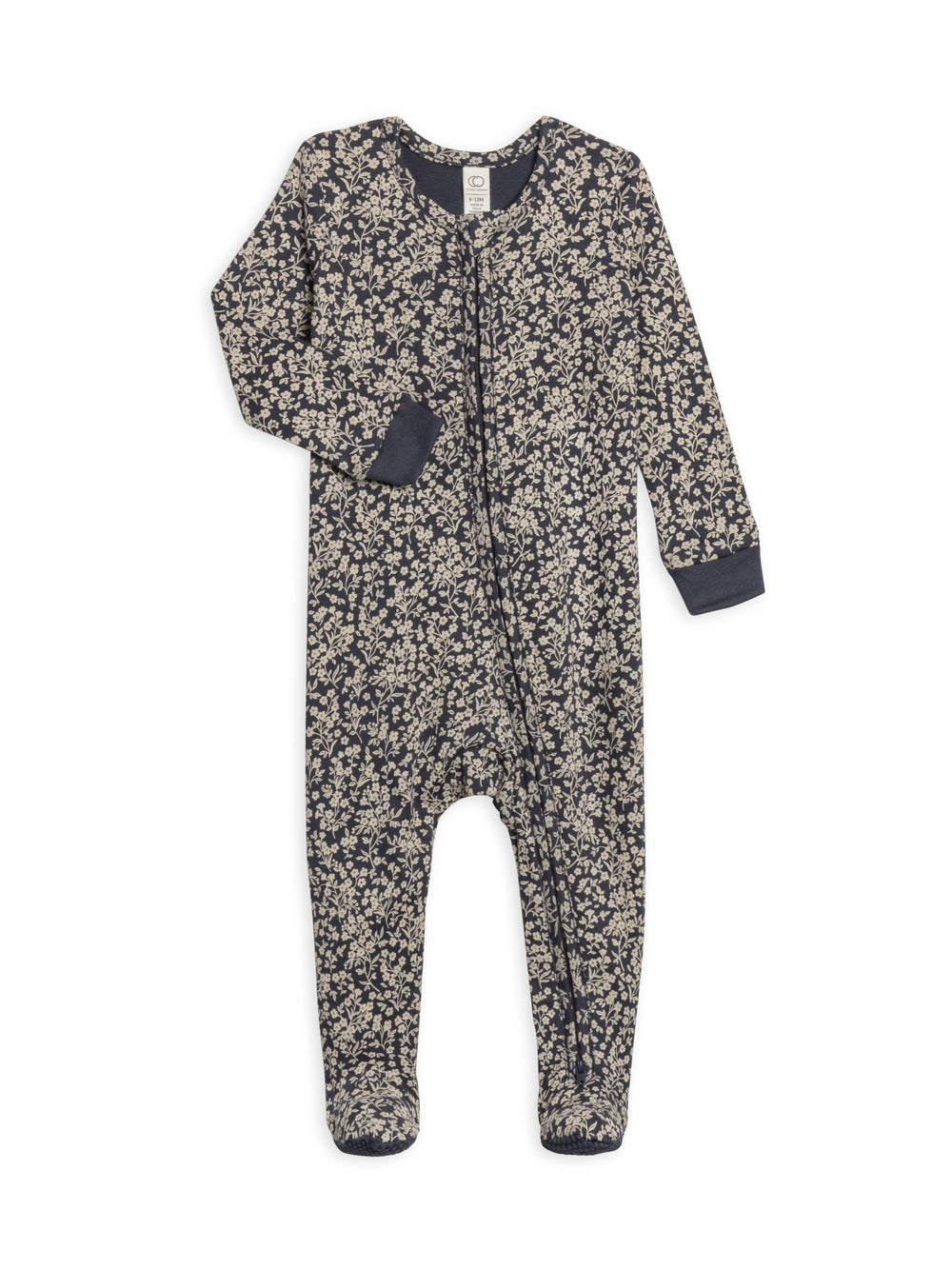 Organic Baby Peyton Footed Sleeper - Chicory Floral  / Navy