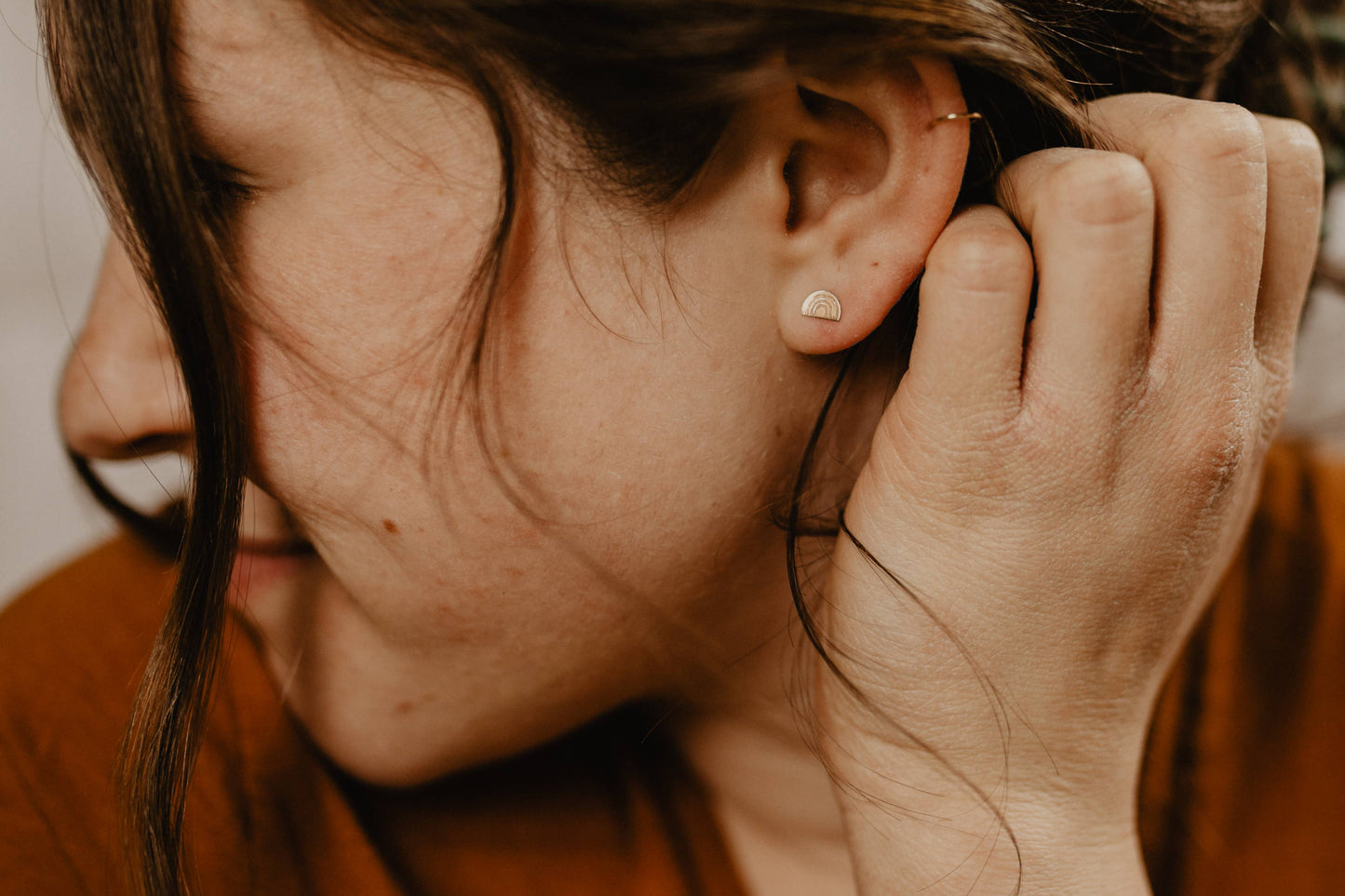 Rainbow Shape Earring Studs: Gold-filled - Grace & Haven