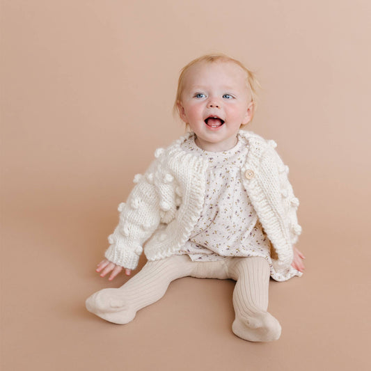 Popcorn Cardigan Cream Baby Sweater - Grace & Haven