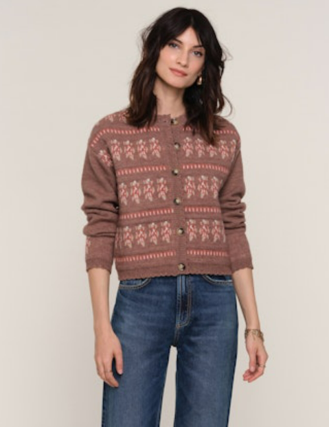 The Glenna Cardi – Floral Knit Cardigan with Scalloped Edges