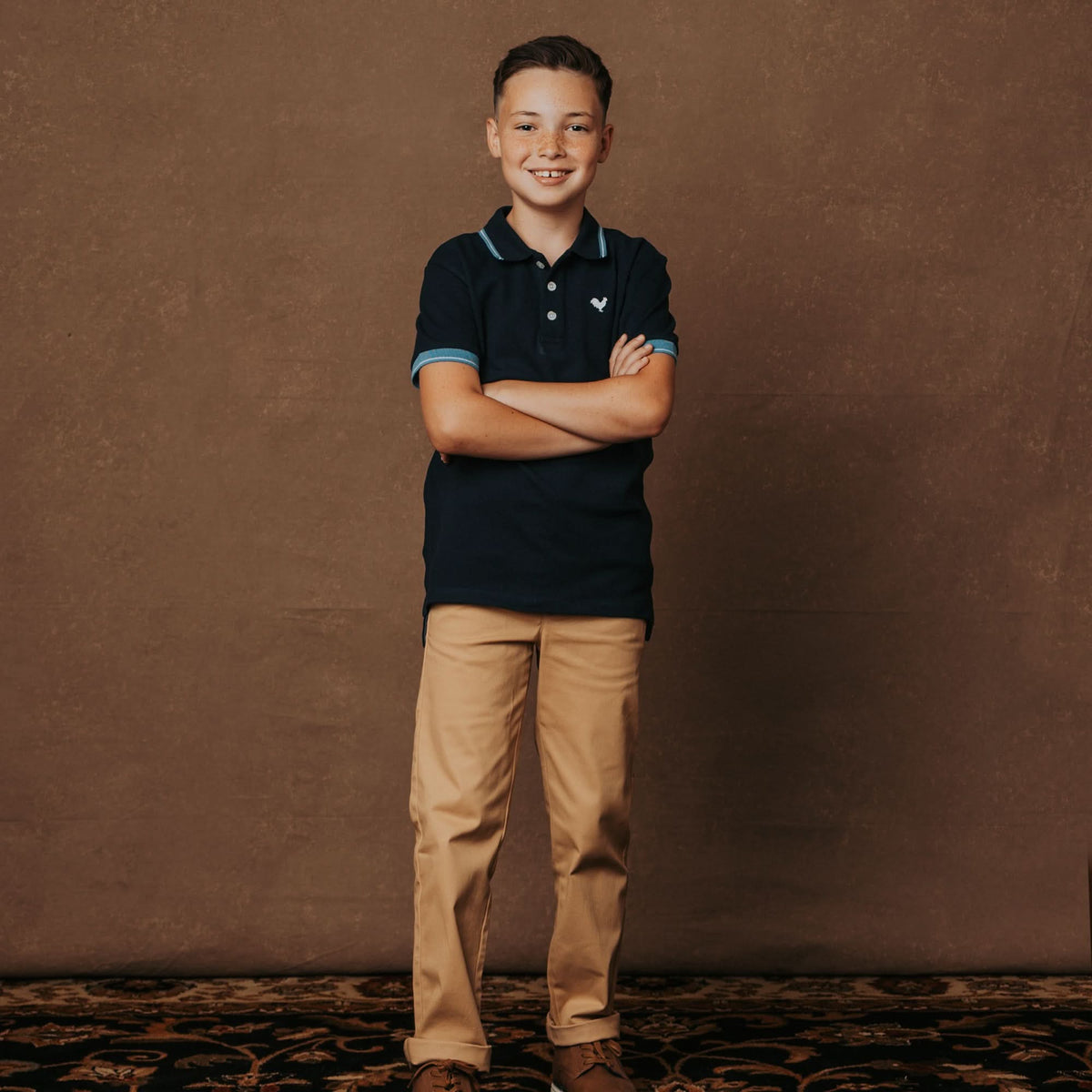 Hope & Henry Boys' Organic Skinny Stretch Chinos in Stretch Khaki