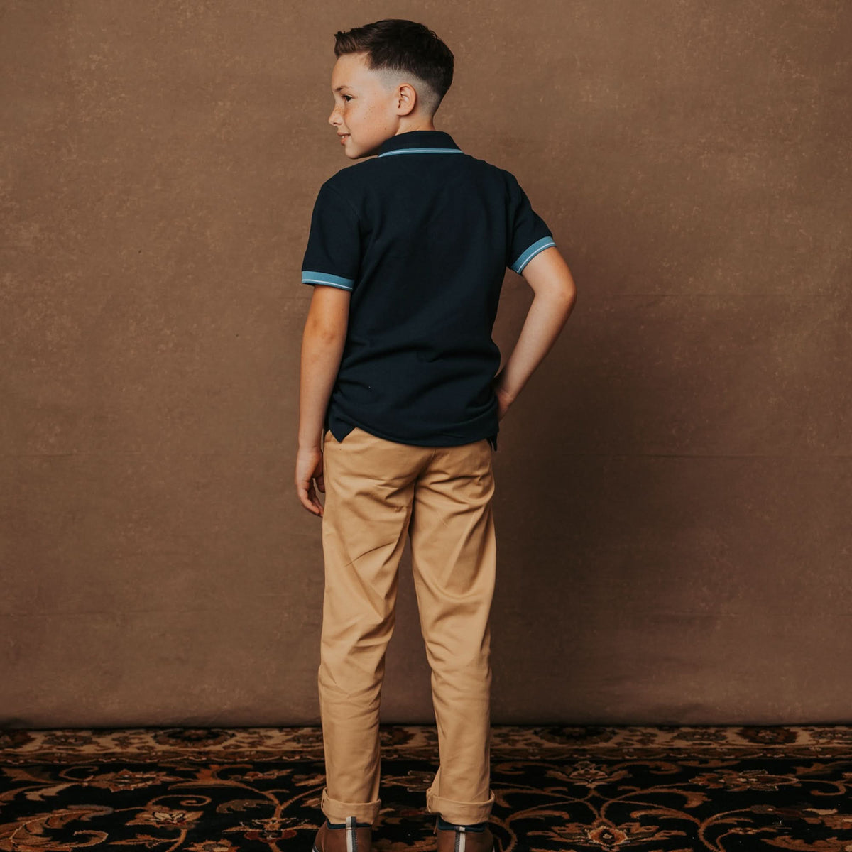 Hope & Henry Boys' Organic Skinny Stretch Chinos in Stretch Khaki