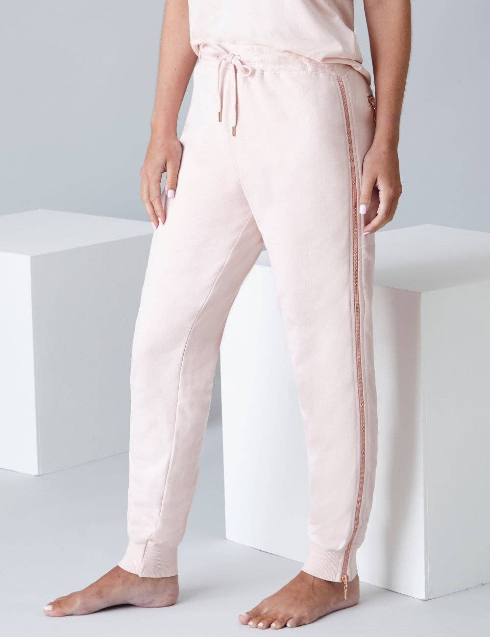 Lulu Side Zip Joggers - Blush - Grace & Haven