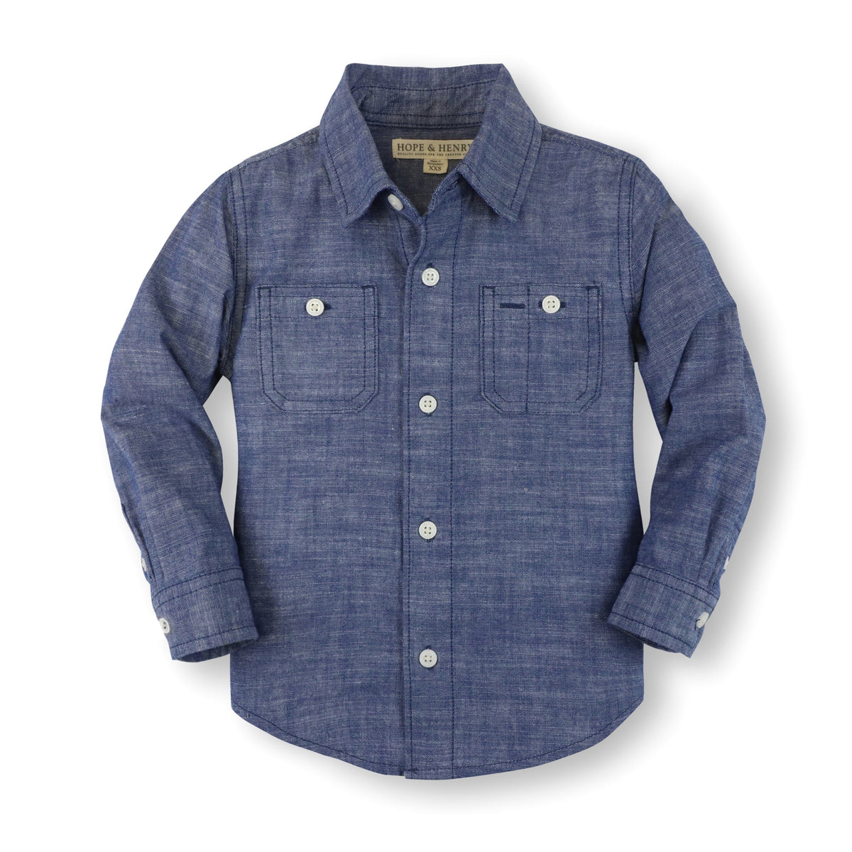 Hope & Henry Boys' Organic Chambray Shirt in Blue Chambray