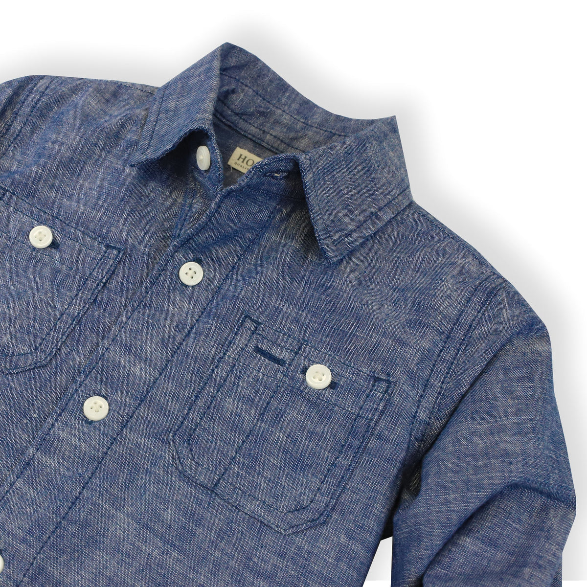 Hope & Henry Boys' Organic Chambray Shirt in Blue Chambray