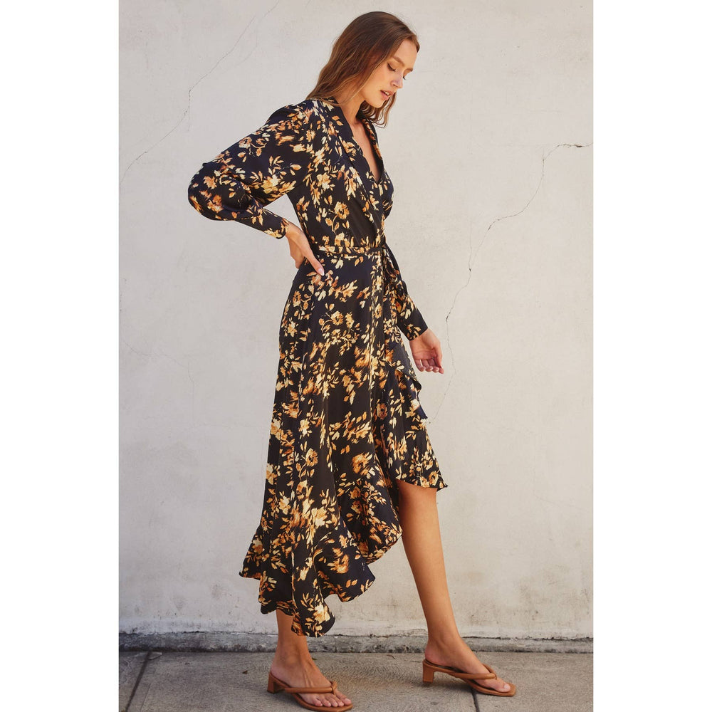 
                      
                        Satin Floral Midi Dress
                      
                    