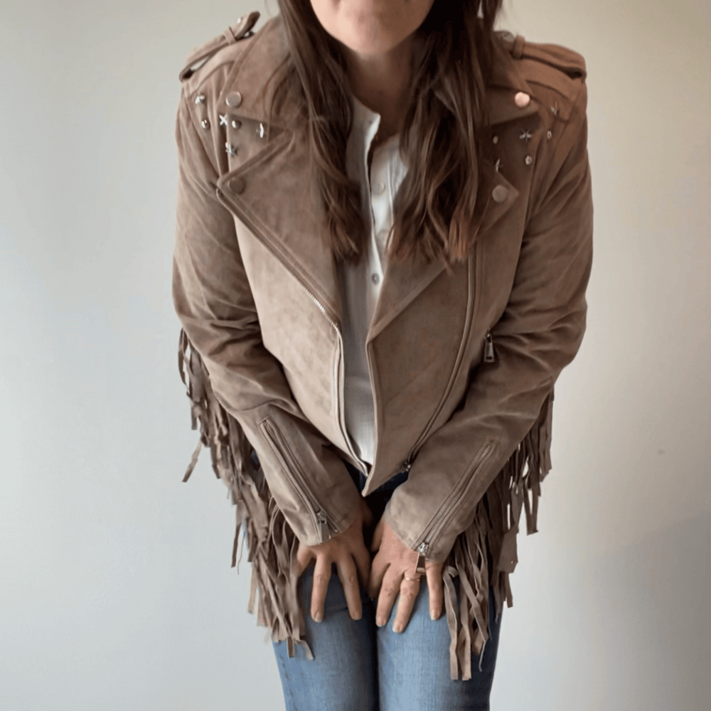 
                      
                        Tahoe Suede Studded Fringe Jacket - Grace & Haven
                      
                    