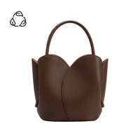 Tulip Recycled Vegan Leather Top Handle Purse in Chocolate - Grace & Haven