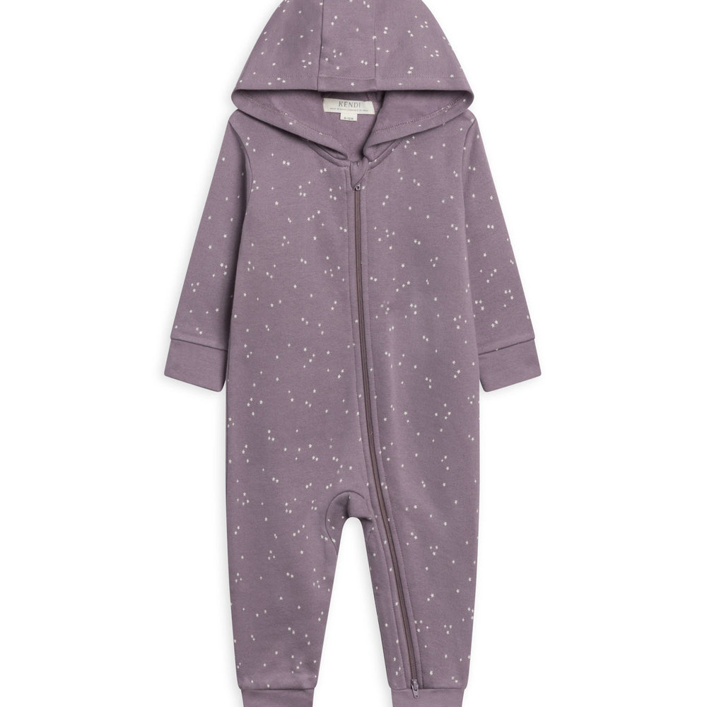 Greer Fleece Hooded Zipper Romper - Starlight / Fog