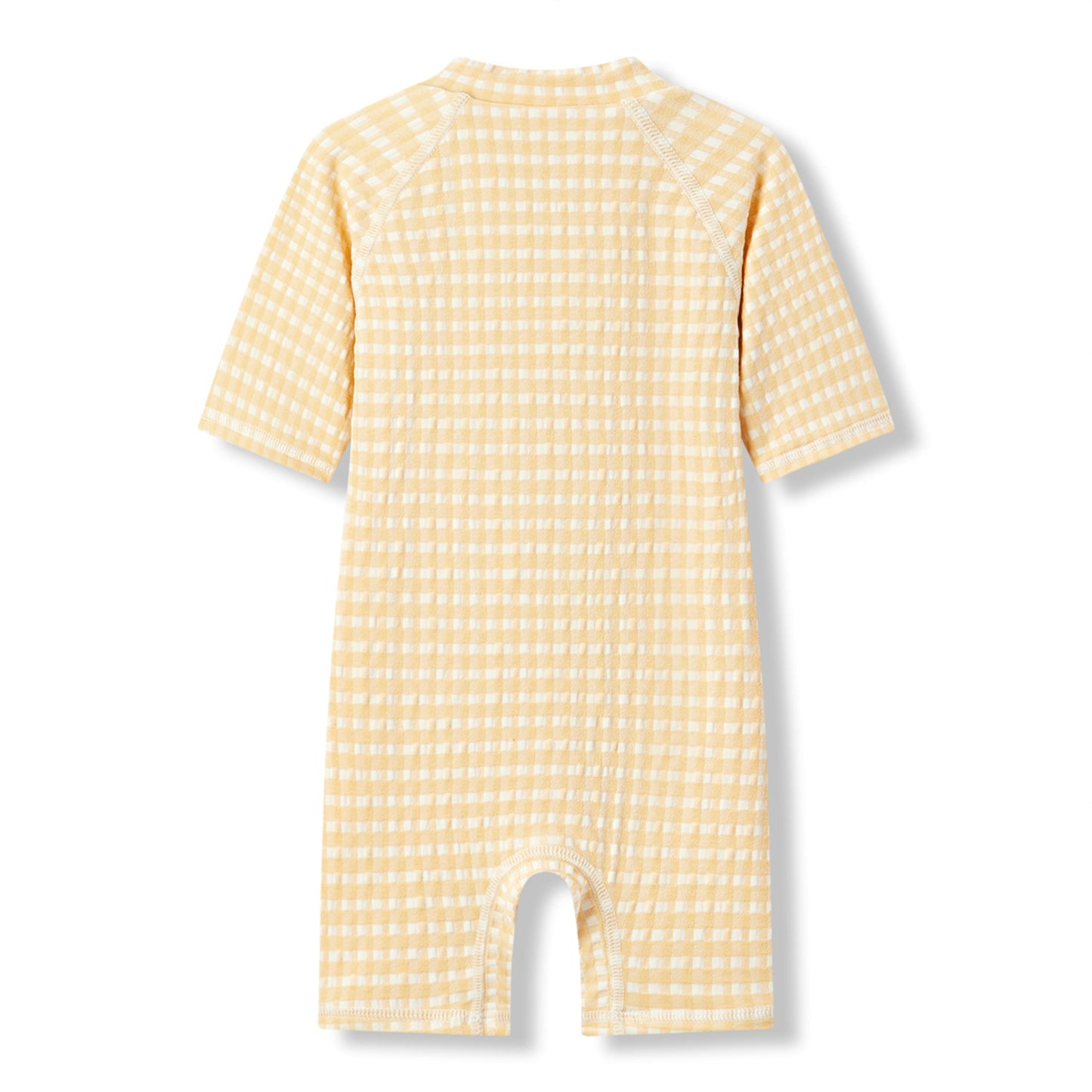 Yellow Gingham Zipper Shortall Swimsuit