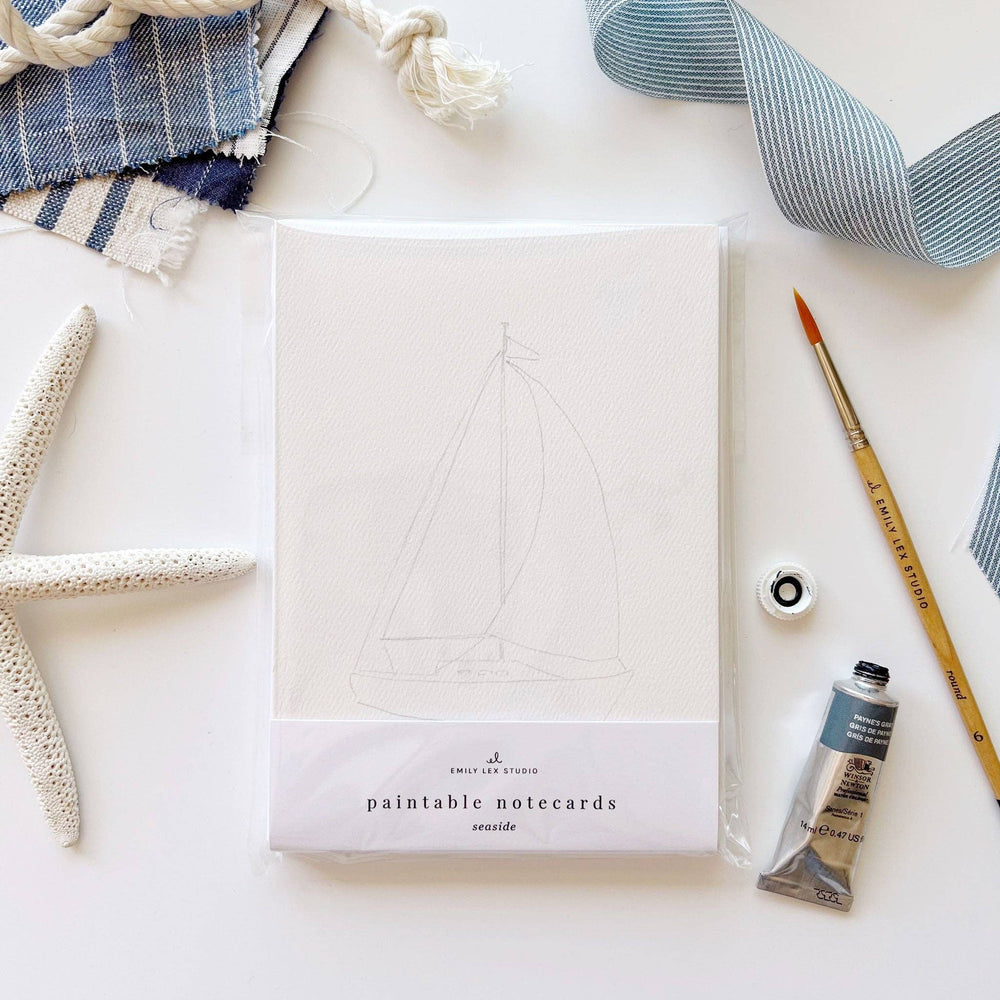 Seaside Paintable Notecards – Watercolor DIY Stationery Set by Emily Lex