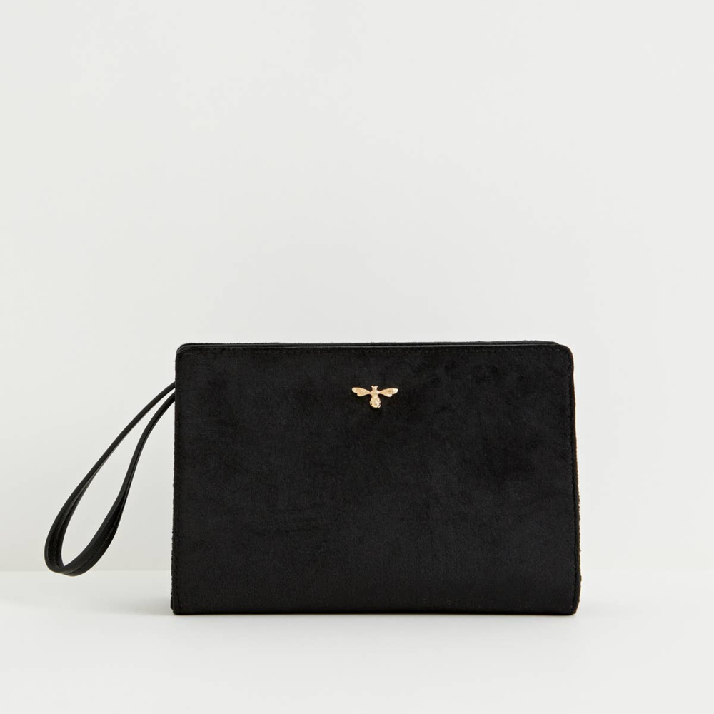 Bonnie Wristlet Pouch - Black Velvet - Grace & Haven