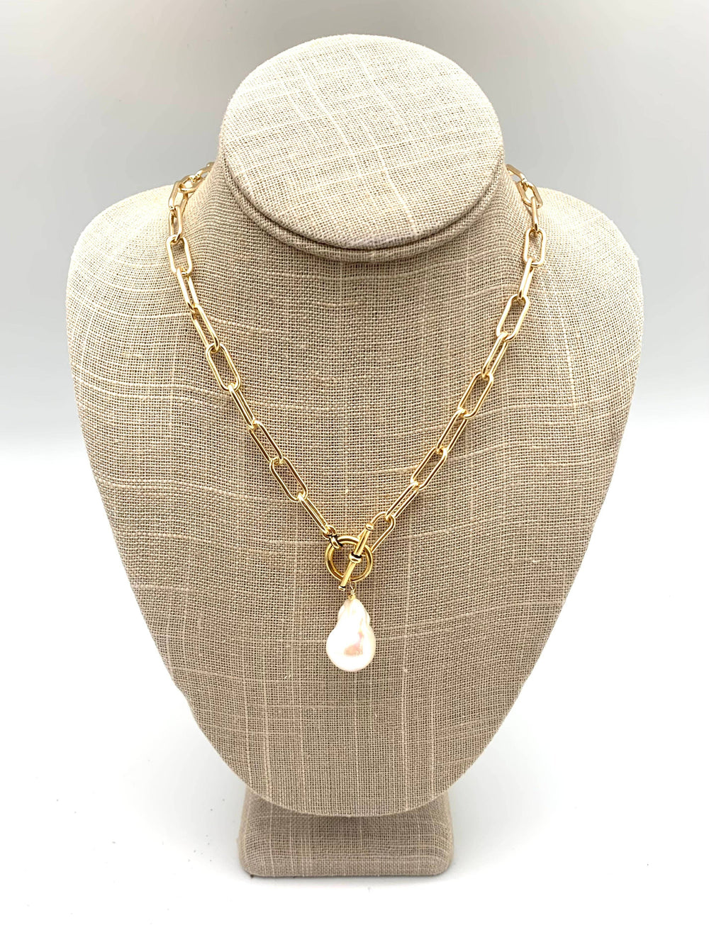 Carol Baroque Pearl Necklace Grande - Gold-White