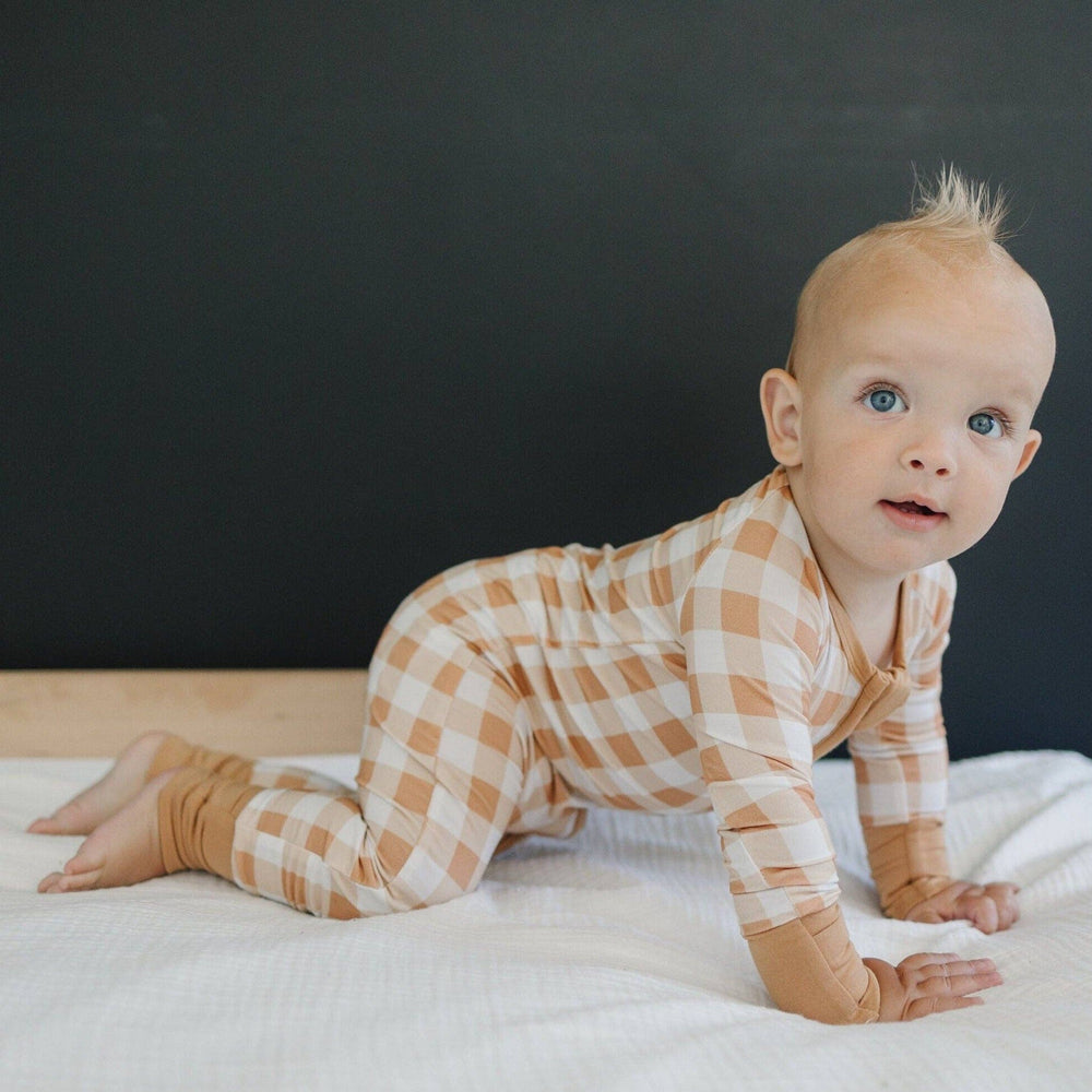 
                      
                        Golden Gingham Bamboo Zippy Romper
                      
                    