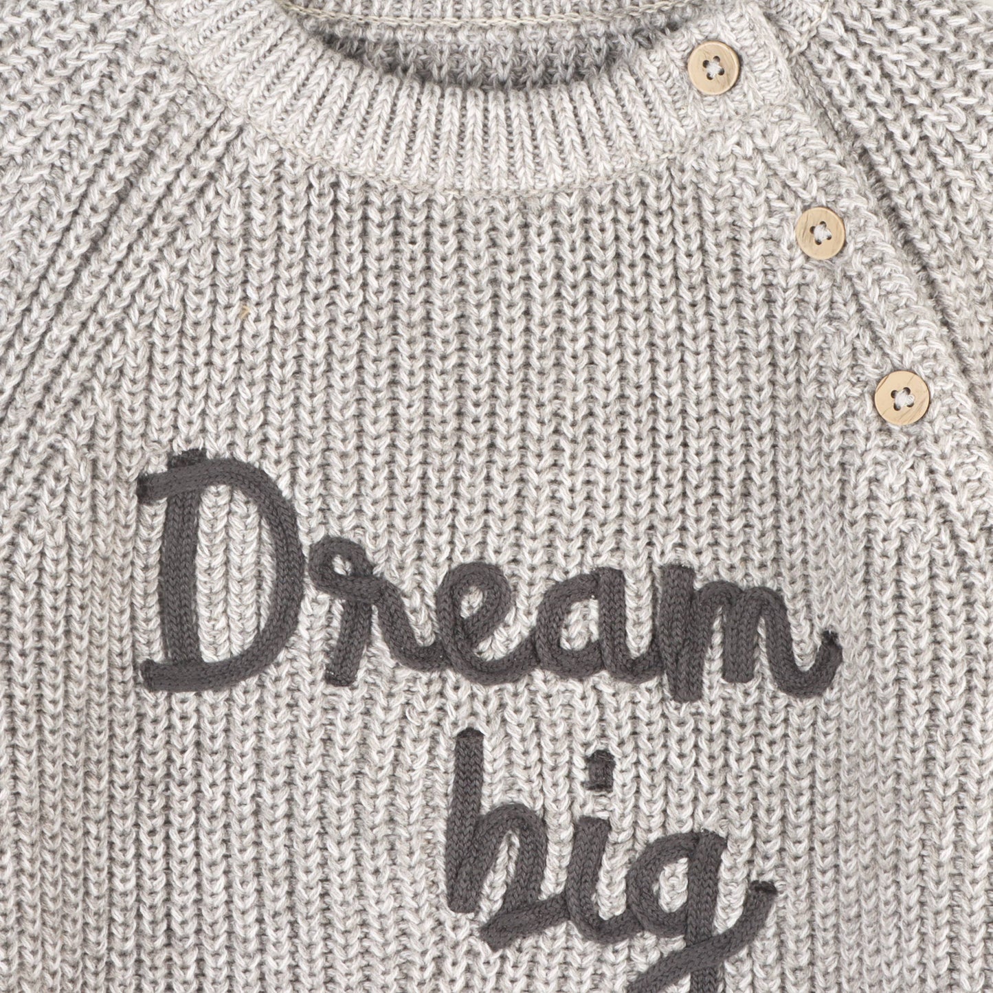 Dream Big Embroidered Chunky Knit Baby Sweater (Organic) - Grace & Haven