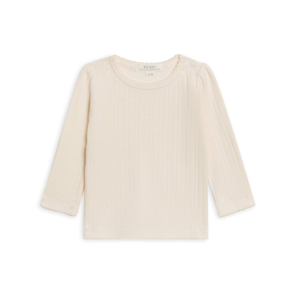 Kate Pointelle Long Sleeve Top in Ivory – Organic Cotton Baby Top by Colored Organics