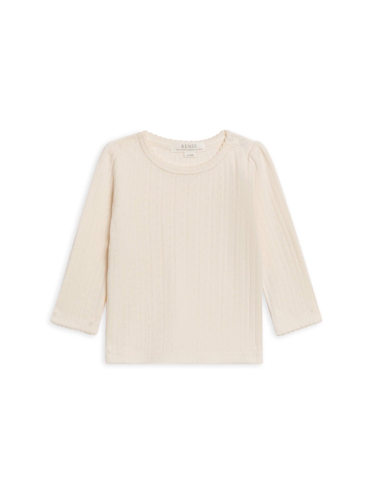 Kate Pointelle Long Sleeve Top in Ivory – Organic Cotton Baby Top by Colored Organics