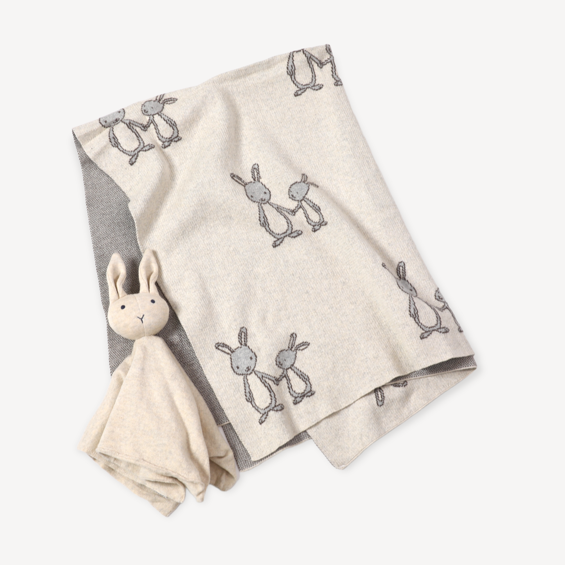 Bunny - Organic Cotton Jacquard Sweater Knit Baby Blanket - Grace & Haven